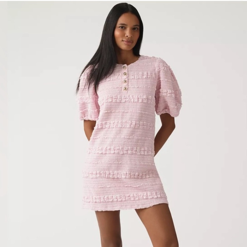 ANTHROPOLOGIE | English Factory Puff-Sleeve Textured Mini Dress